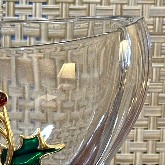 🎄VTG Fine Bohemian Lead Crystal Vase Jeweled Holly Teleflora Czech Republic - Picture 4 of 8